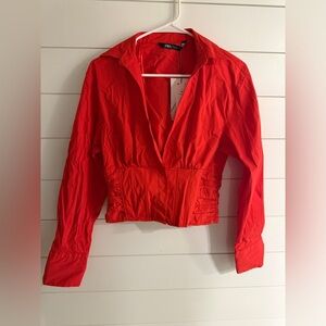 Zara NWT red corset top Size XS